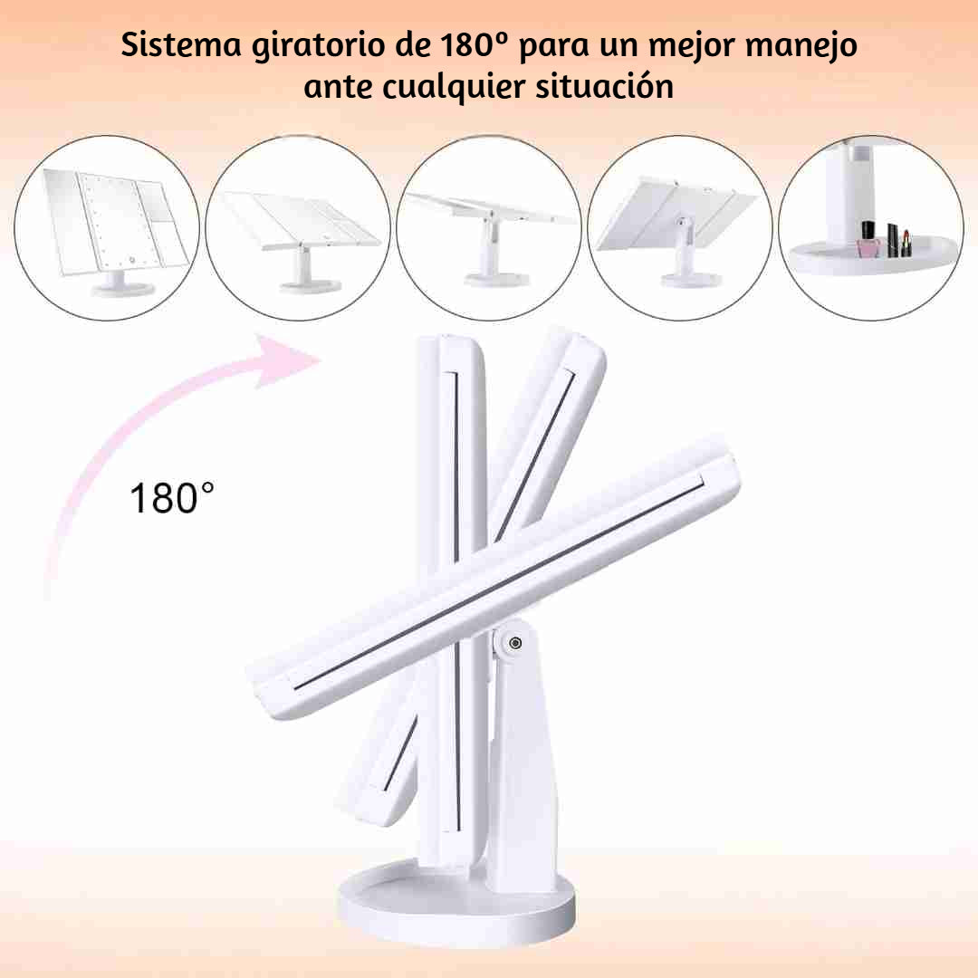 ESPEJO 180º MAQUILLAJE MULTIPOSICION CON LUZ LED