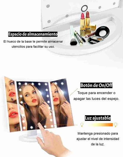 ESPEJO 180º MAQUILLAJE MULTIPOSICION CON LUZ LED